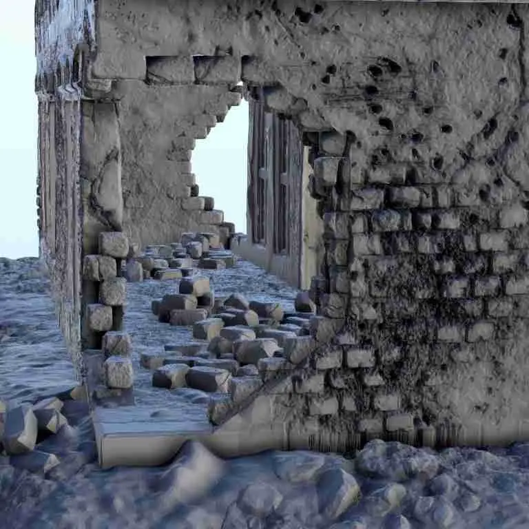 Ruined house with balcony 19 - miniatures scenery modern gam