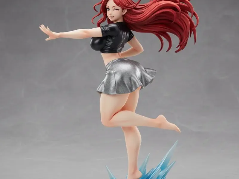 Red Hair Anime Girl Wind Leap