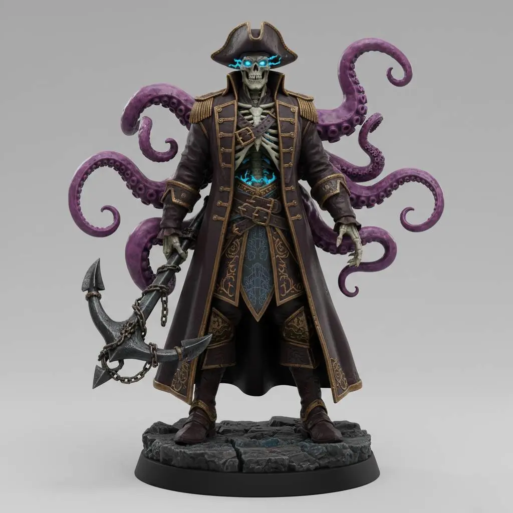 3D Printer Files | 3MF File | Kraken Leviathan Skeleton Admiral Pirate