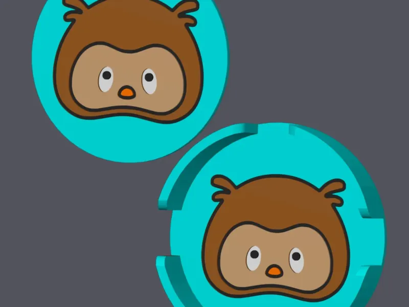 Owl Head - Farm Animals - Round Coasters with holder