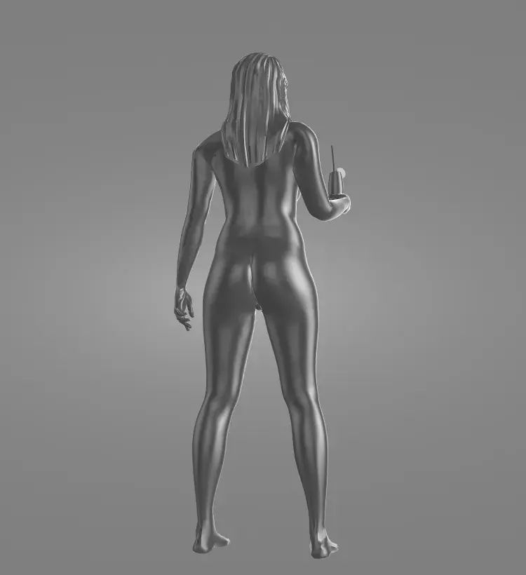 Beach Nudist Girl with a cocktail
