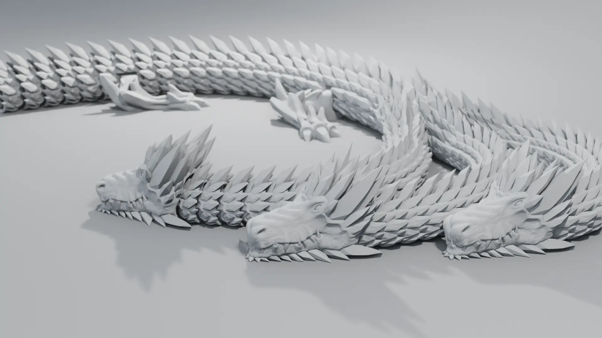 3D Printer Files 3MF File GIANT ARTICULATED DRAGON WITH 3 HEADS 