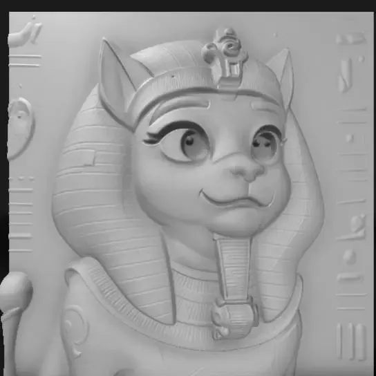 playful sphinx with exaggerated features