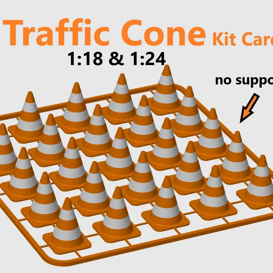 Traffic Cone Kit Card in 1:24 and 1:18 scale