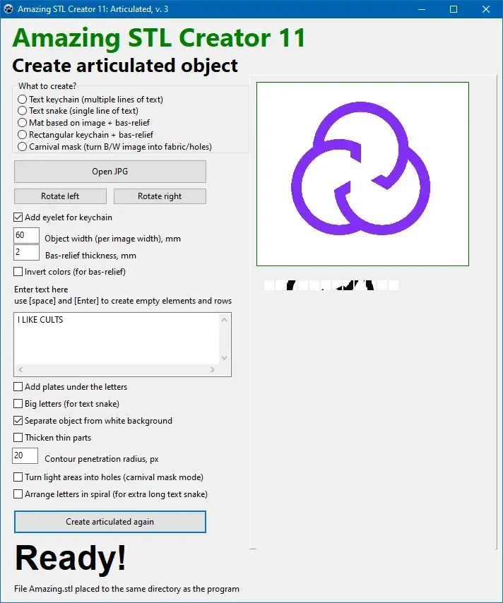 APP TO CREATE ARTICULATED STL'S