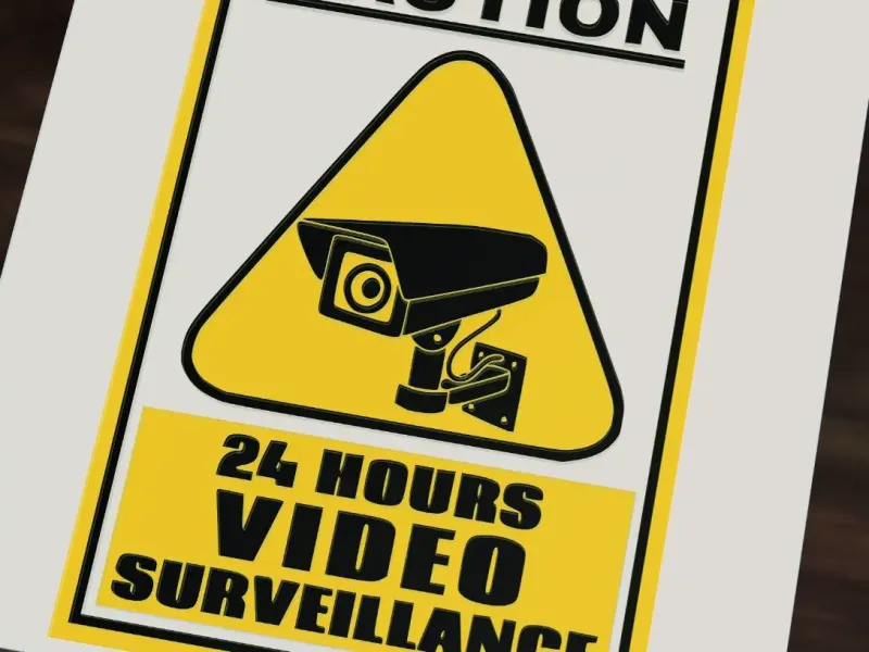Caution. 24 hours video surveillance