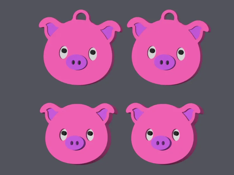 Pig Head - Farm Animals - Earring & Pendant v2
