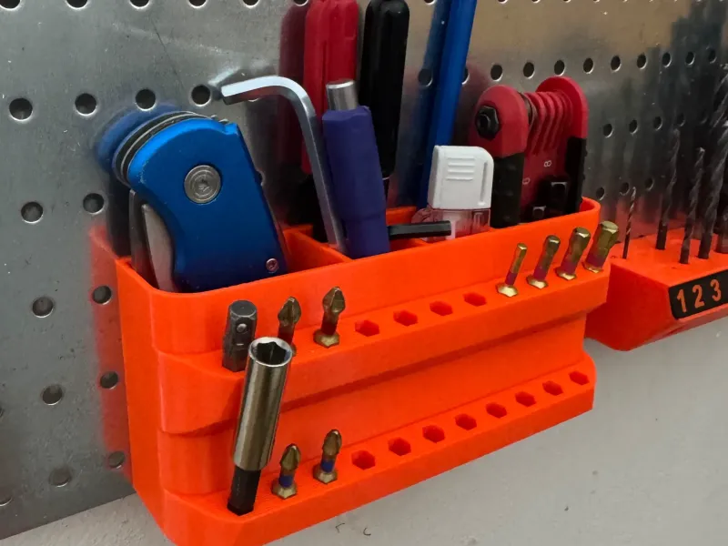 Wall organizer with drill bit holder