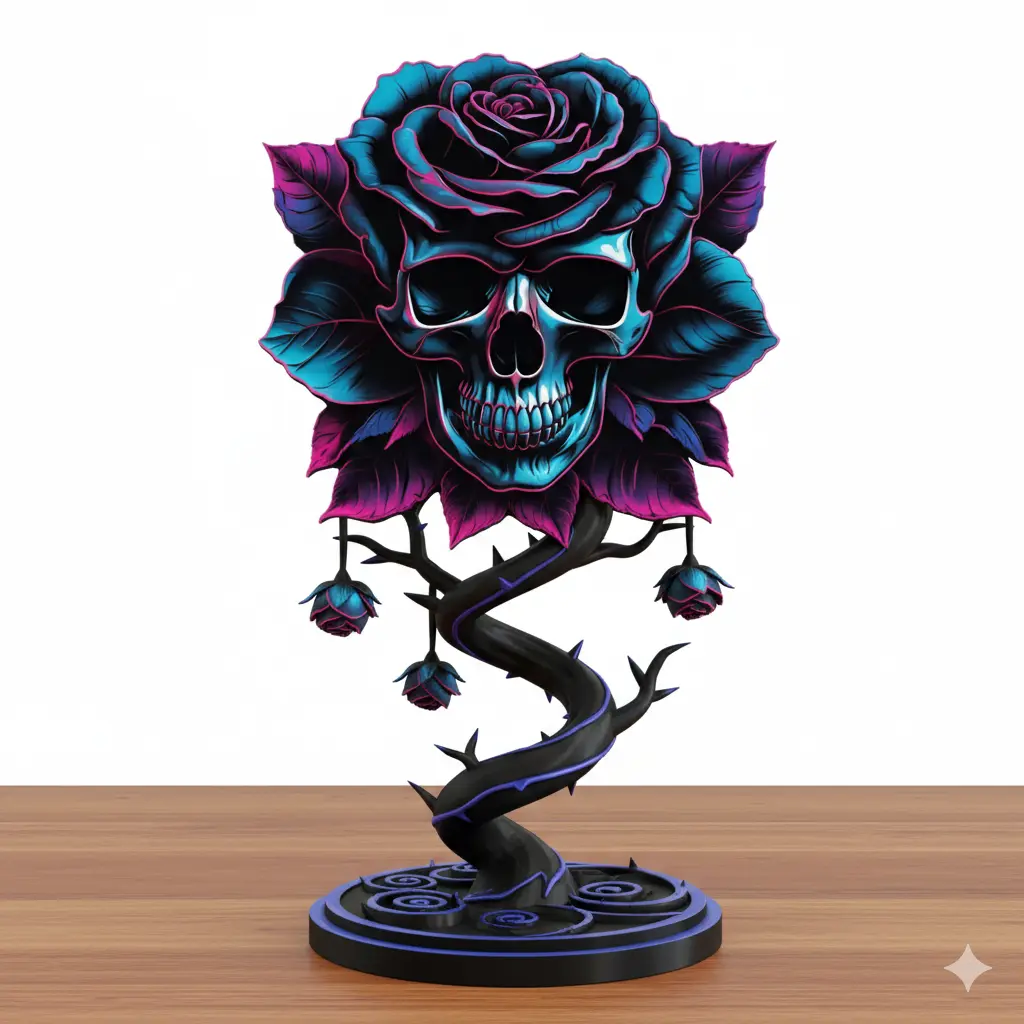 Gothic Rose Skull