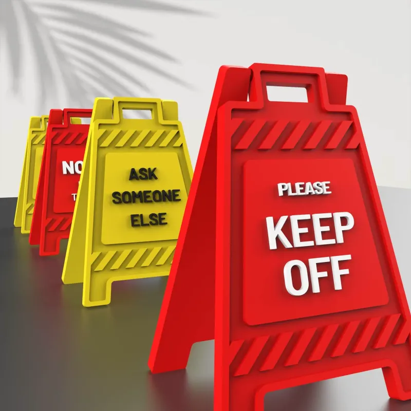 Home page module: Funny Office Desk Signs, 3D Mini Floor Sign Set, 4 pcs.