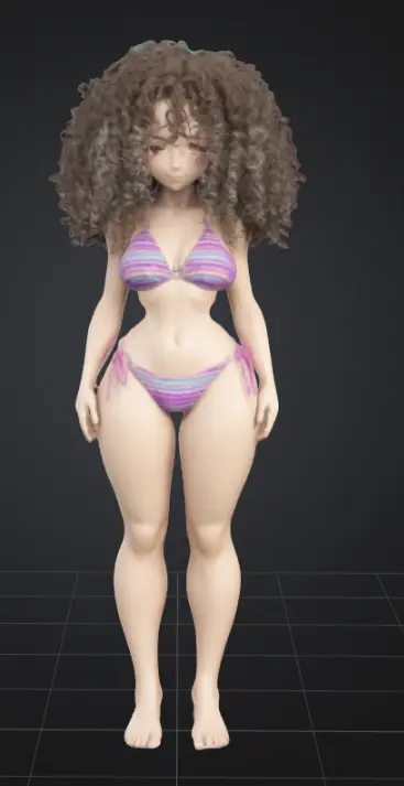 Curly haired Waifu Curvy babe