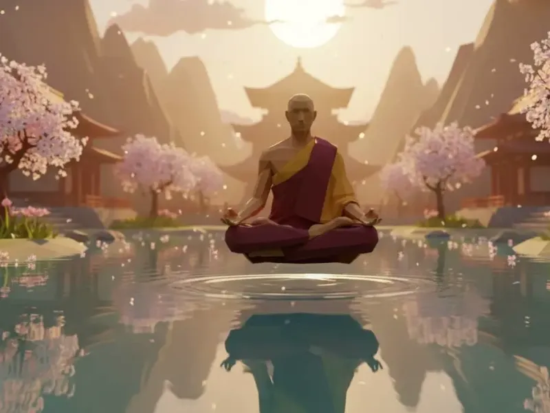 Hombre Zen meditando, geometria, modo Zen