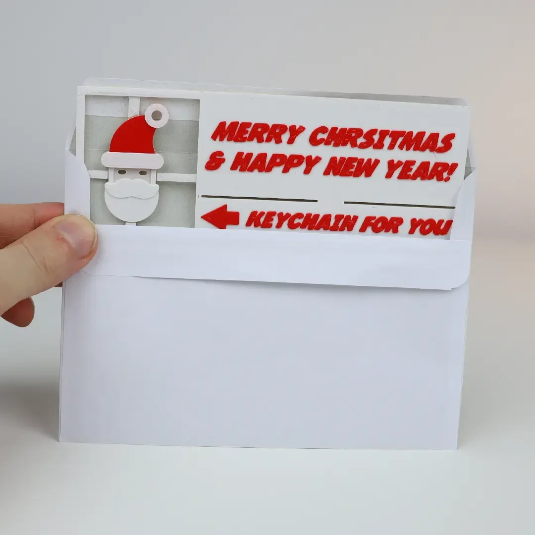 CHRISTMAS CARD + SANTA KEYCHAIN