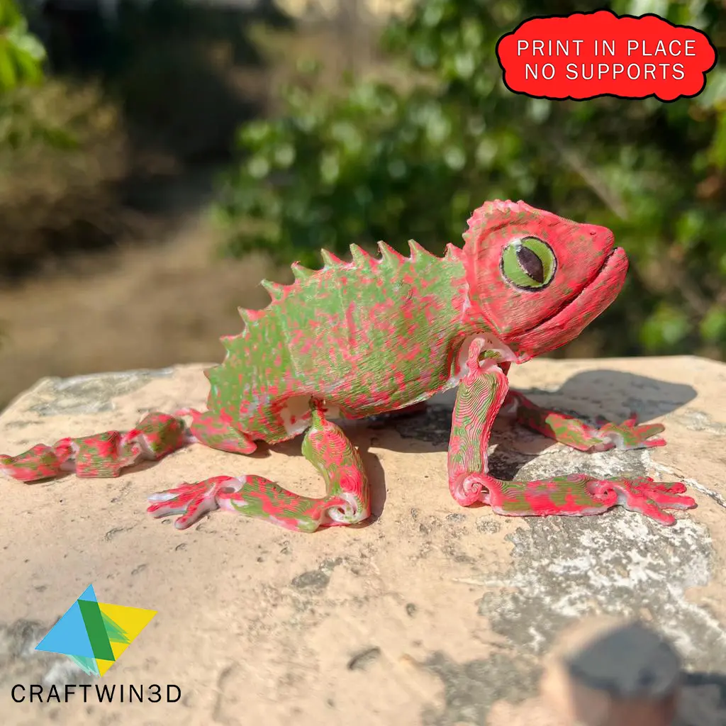 MODELO 3D CAMALEÓN ARTICULADO: ¡MANOS Y COLA MÓVILES!