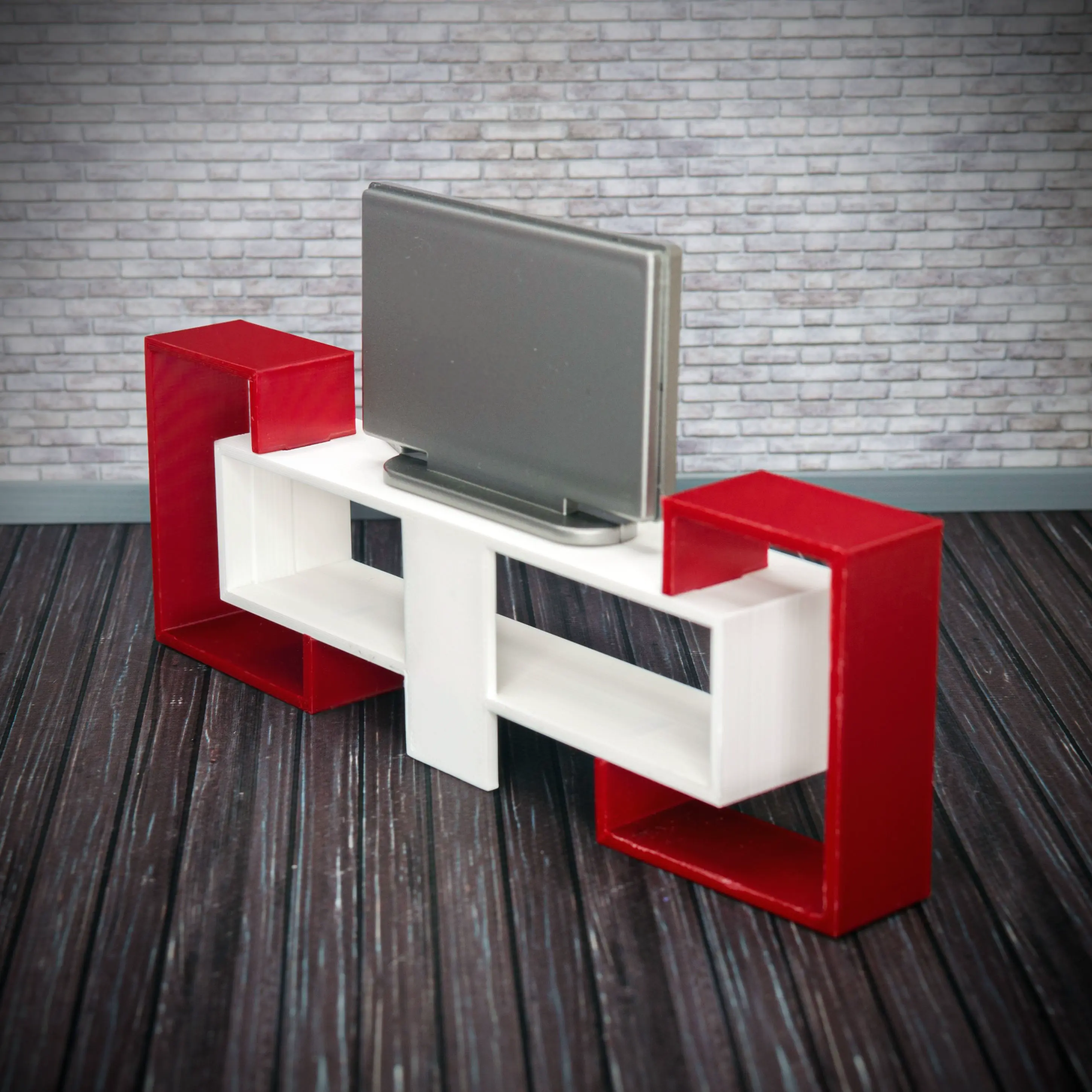 Modern TV Stand & TV Desk - Miniature Dollhouse Furniture