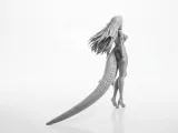 Croc Tail Lady Figurine Female Character 3D Printable-1
