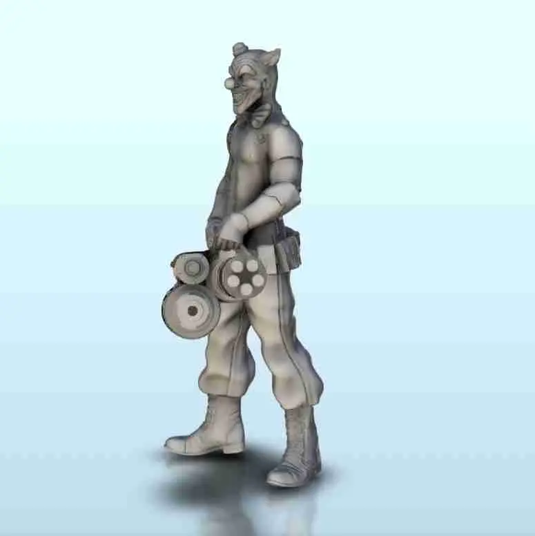 Payaso con minigun 2 (+ versión con soporte) - miniaturas