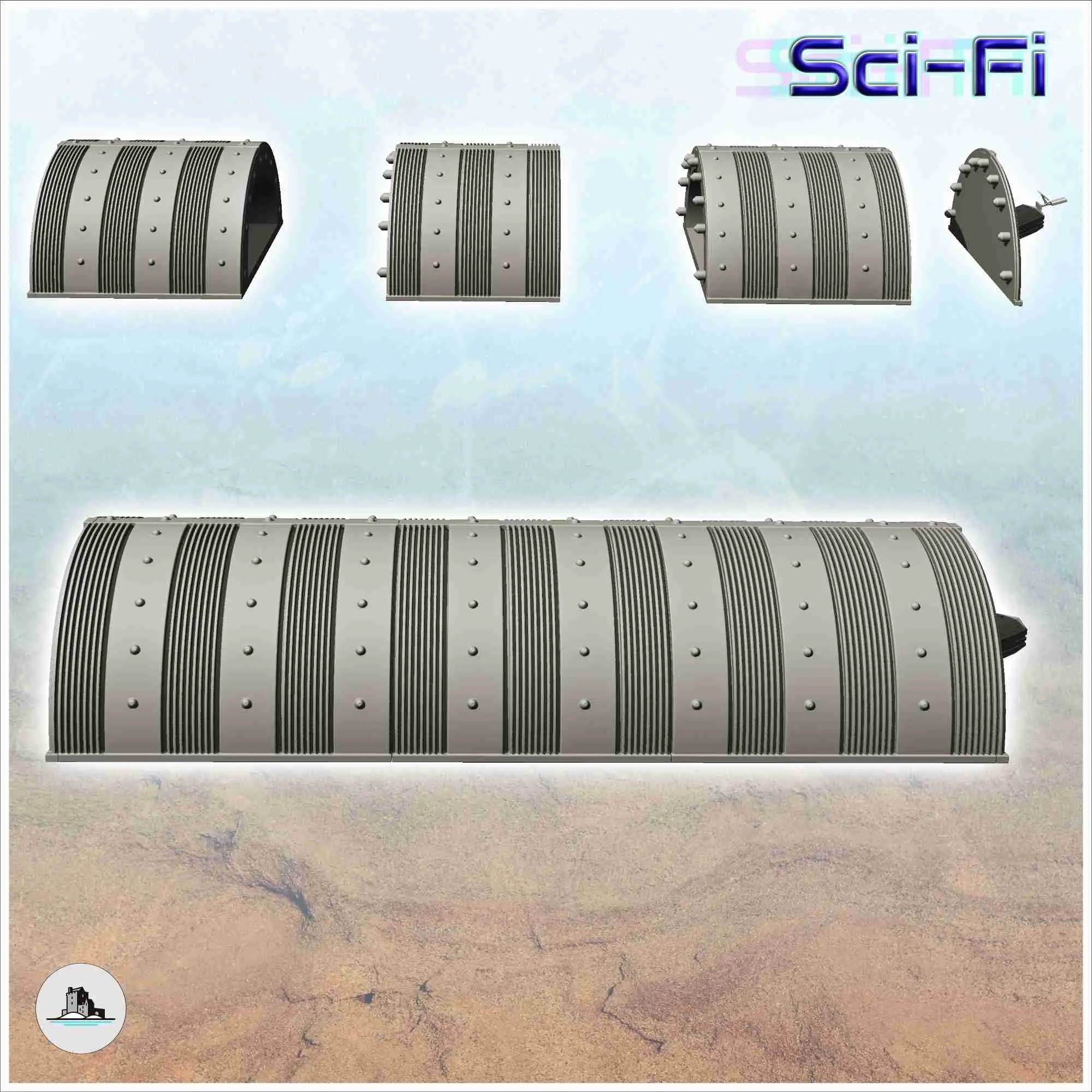 Cobertizo largo de chapa ondulada con accesorio (22) - science fict