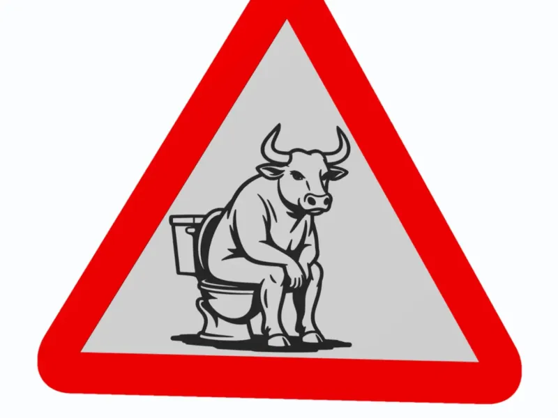 Bull On A Toilet/Bullshit - Warning Traffic Sign - Wall Art
