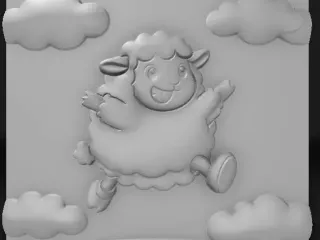 playful sheep cartoon jumping