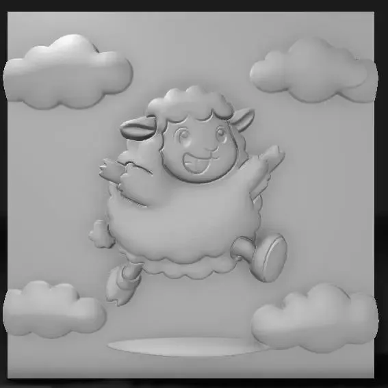 playful sheep cartoon jumping