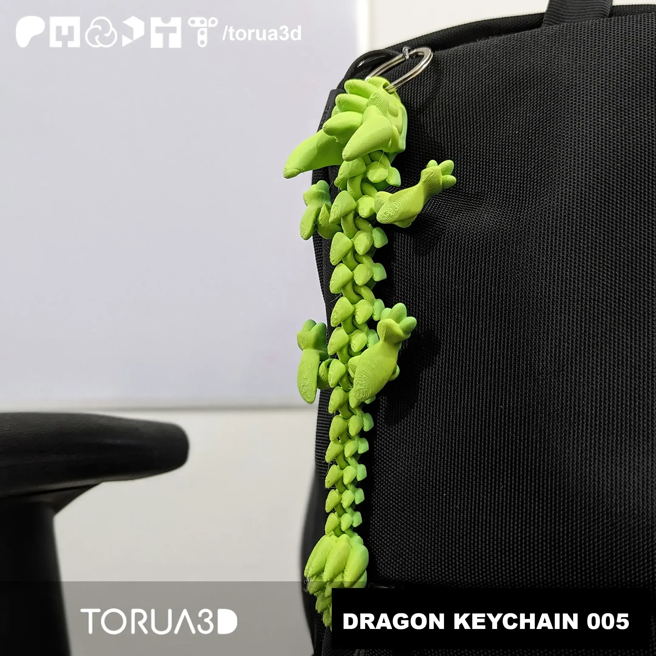 Articulated Dragon Keychain 005 - Print in place - STL