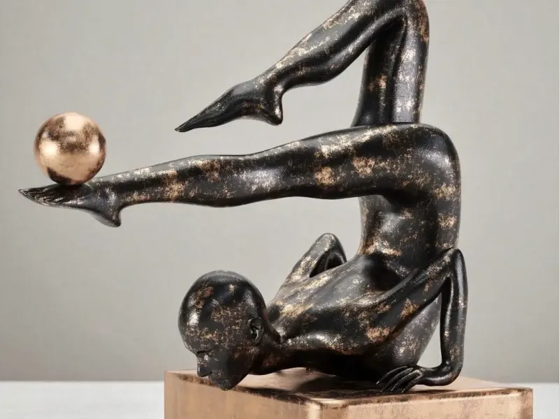 Ancient Gold Acrobat Figurine, Gymnast Statue of Olympic Gam