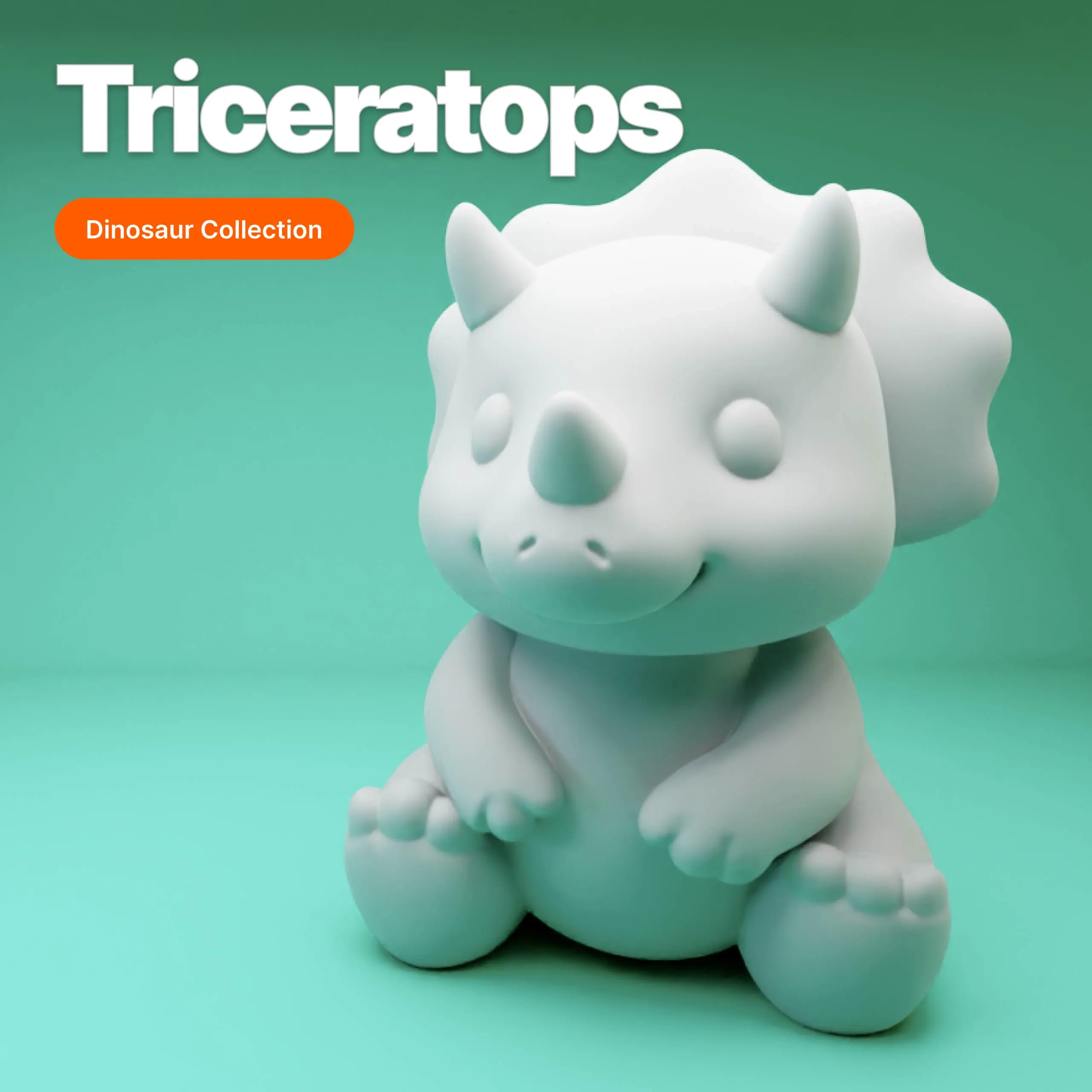 Cute Chibi Triceratops – 3D Printable Dinosaur Figurine