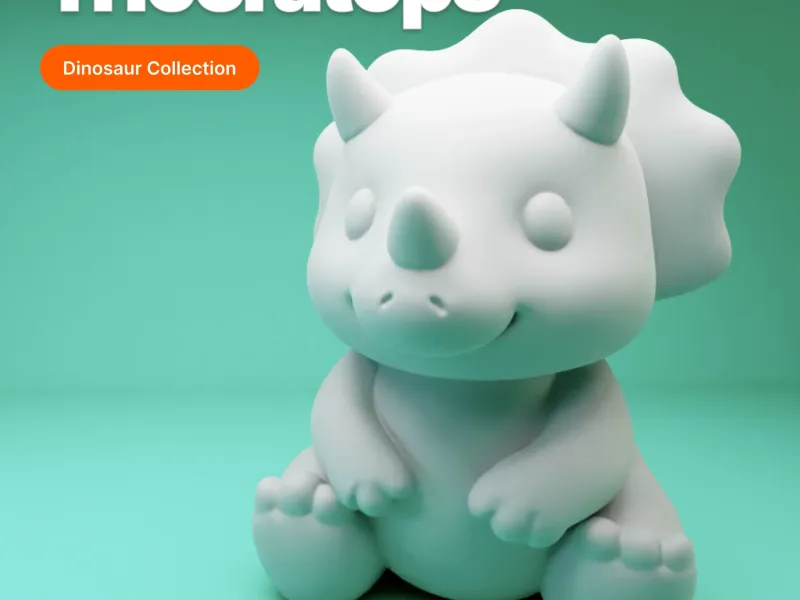 Cute Chibi Triceratops – 3D Printable Dinosaur Figurine