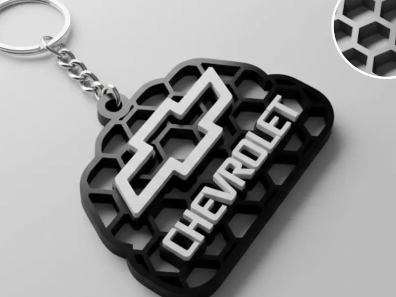 Chevrolet chevi logo honeycomb keychian