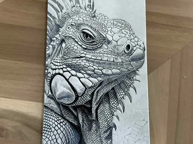 Iguana Hueforge art