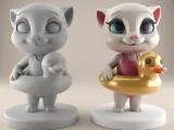 Cute Cat in Floatie STL File for 3D Printing-1