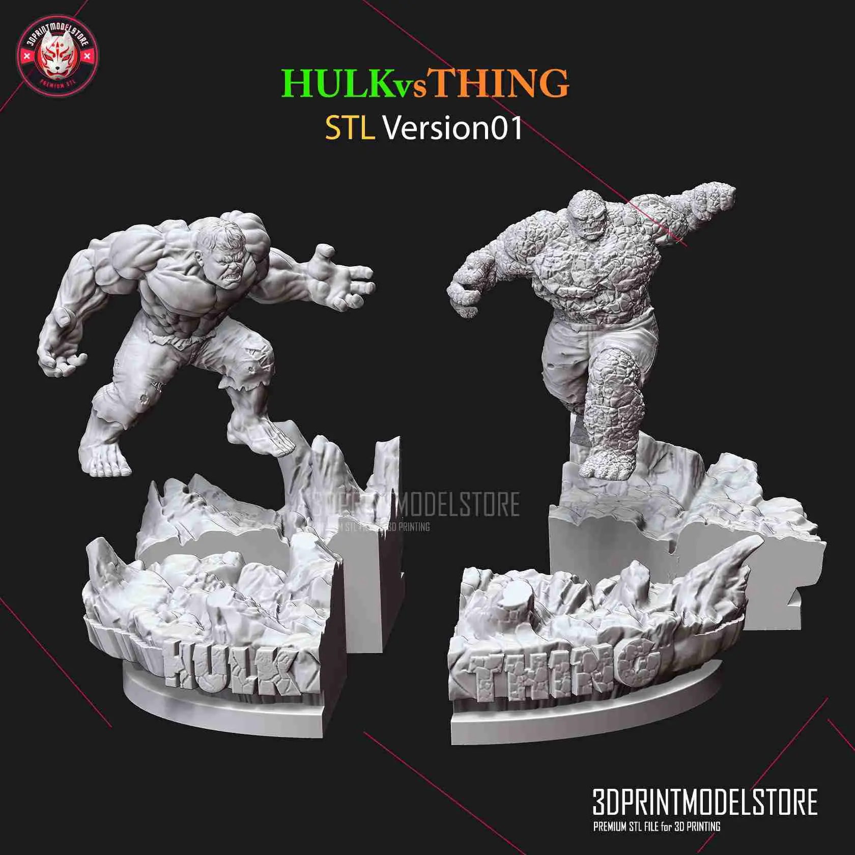 Hulk vs Thing Marvel Miniature Bust Diorama Sculpture Toy