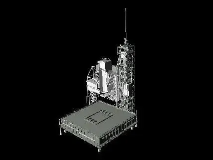 Plataforma de foguetões e torre de pórticos