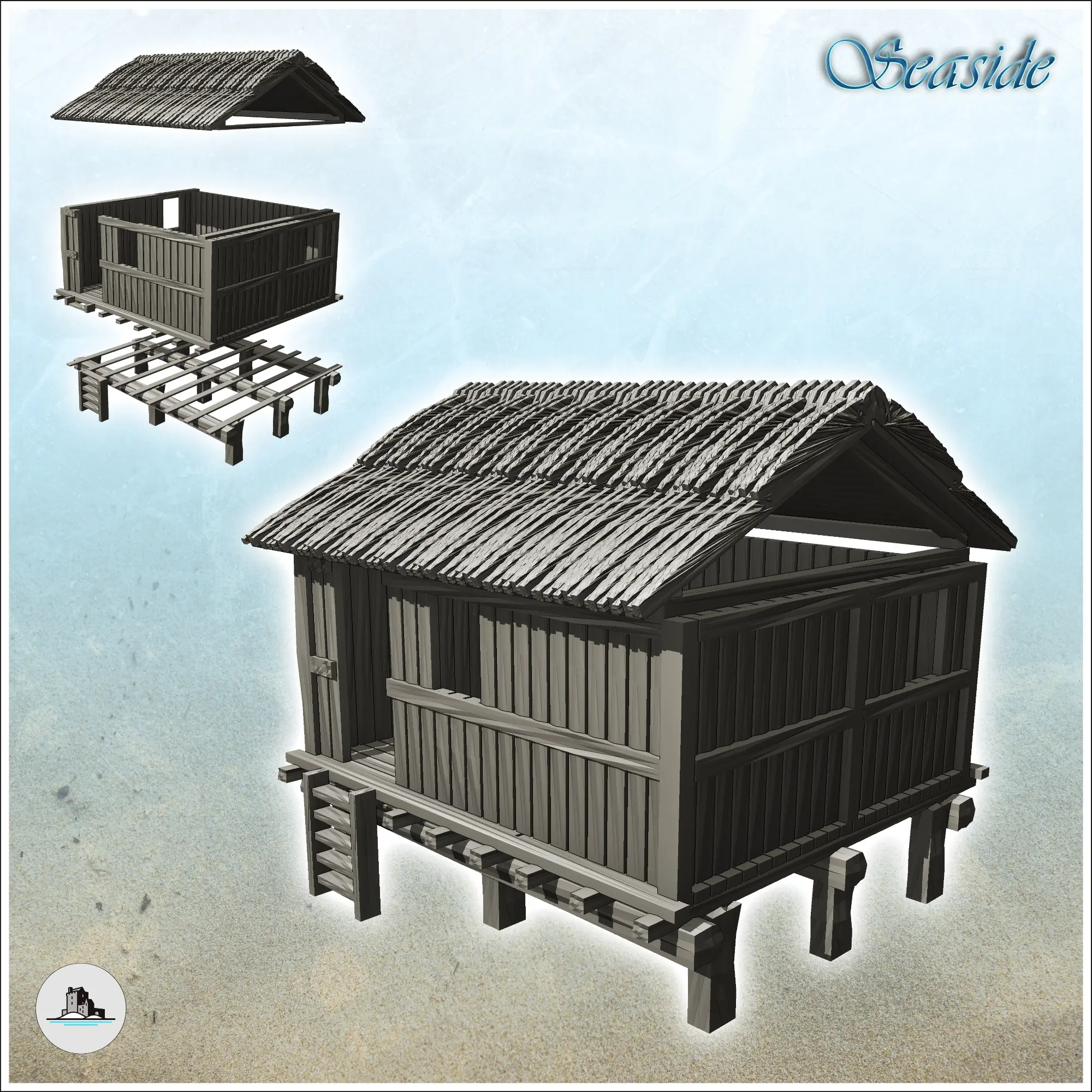Tropical house on stilts with access ladder (11) - miniature