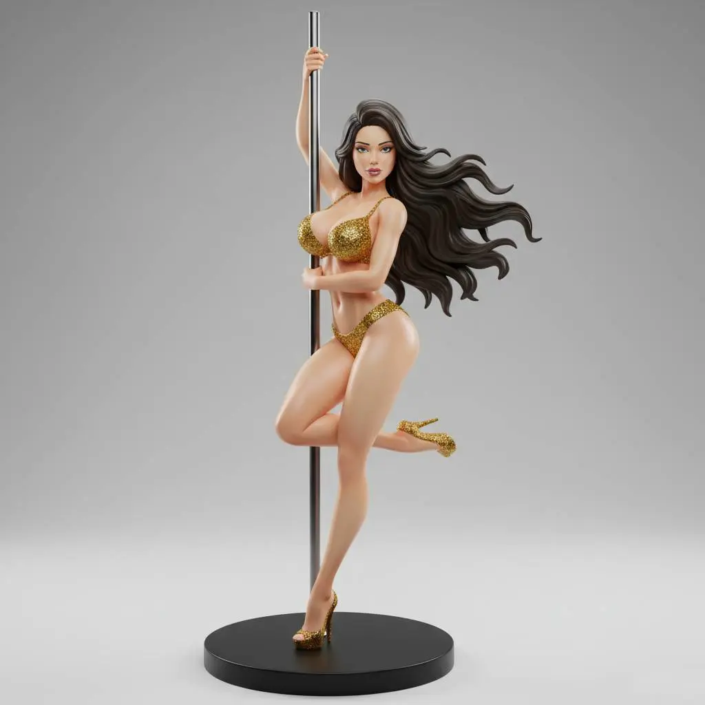 Golden Fever – Gold Glitter Pole Dancer Figurine