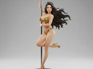 Golden Fever – Gold Glitter Pole Dancer Figurine