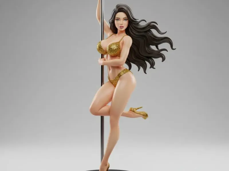 Golden Fever – Gold Glitter Pole Dancer Figurine