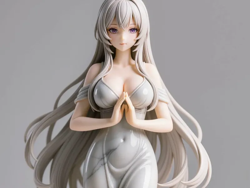 Celestial Silver Anime Girl – Elegant Glamour Pose Ecchi