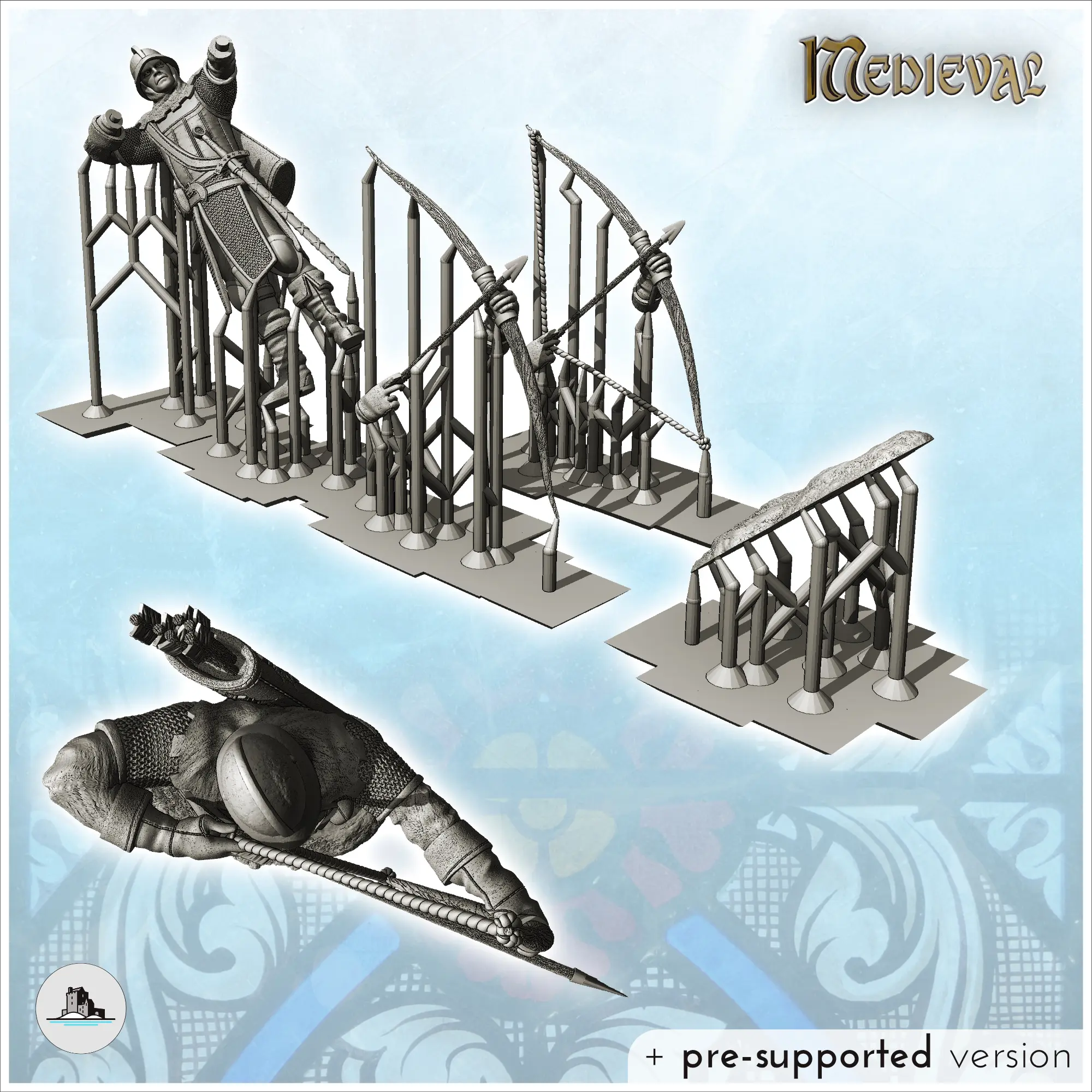 Tiro com arqueiro medieval (com duas versões de arcos (22) - m