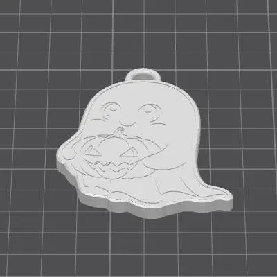 Cute Ghost with Pumpkin V2_Keychain