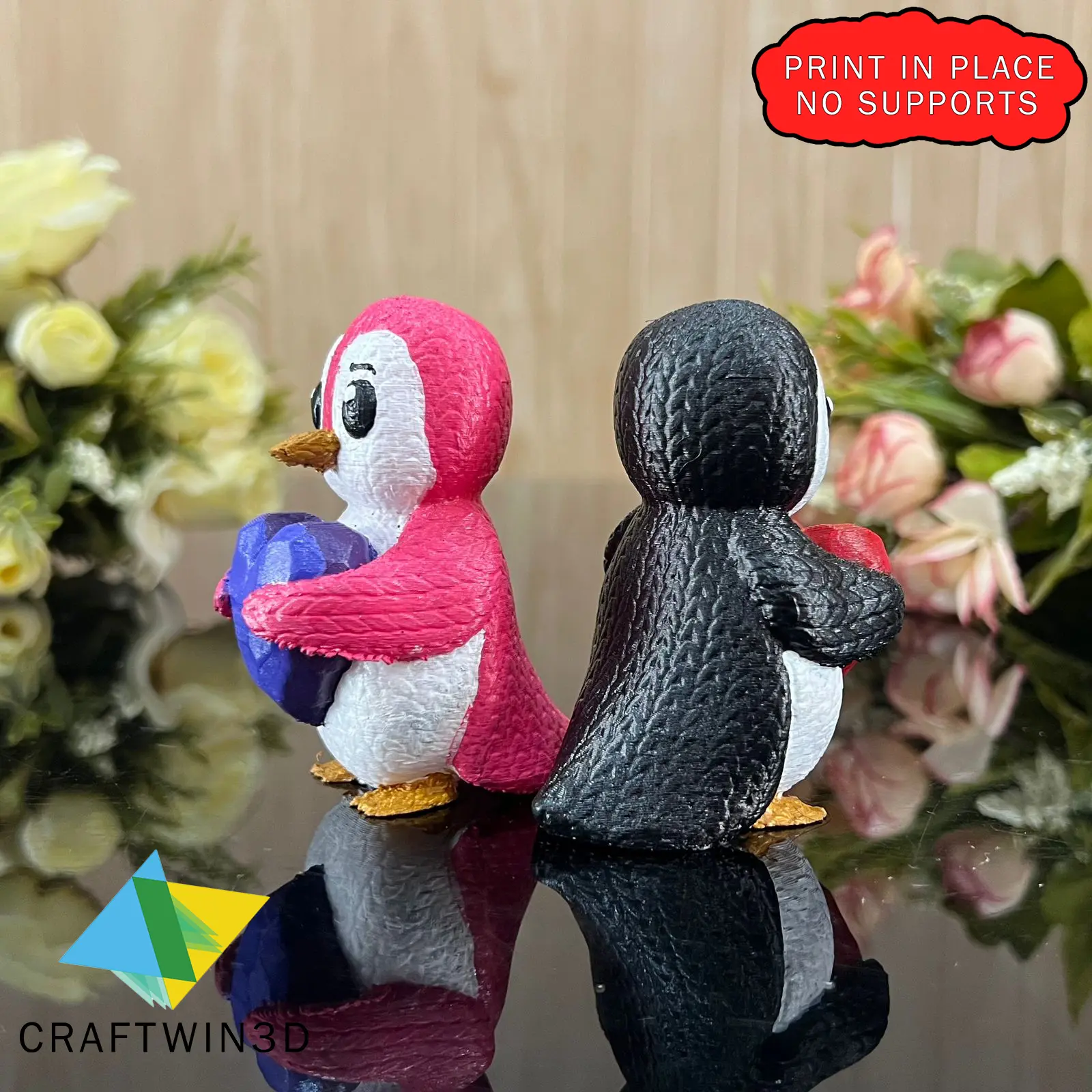 CUTE PENGUIN HOLDING HEART - KNIT STYLE 3D MODEL