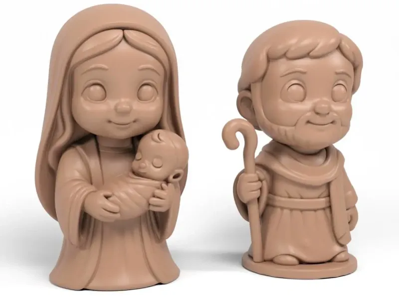 Joseph, Mary and Jesus Cartoon