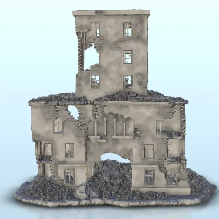 Large ruined building with central arch 1 - WW2 Terrain