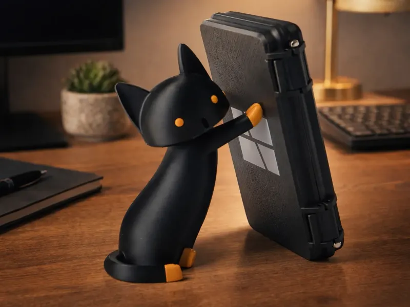 Black Cat Phone Stand - Cute Desk Decor