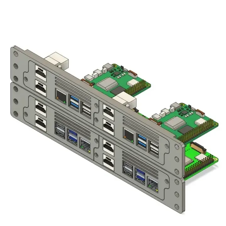 10' Server Rack Panel - 1U - 2P - RPI 3/4/5 - 2 x Keystone