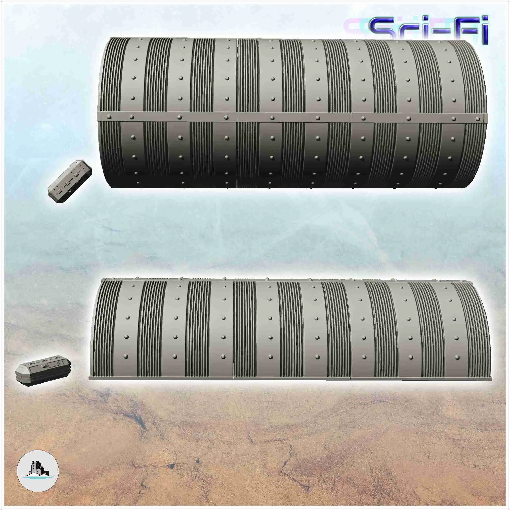 Cobertizo largo de chapa ondulada con accesorio (22) - science fict