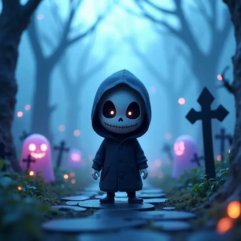 The Cute Reaper with Ghost Companions | Halloween 3D Model