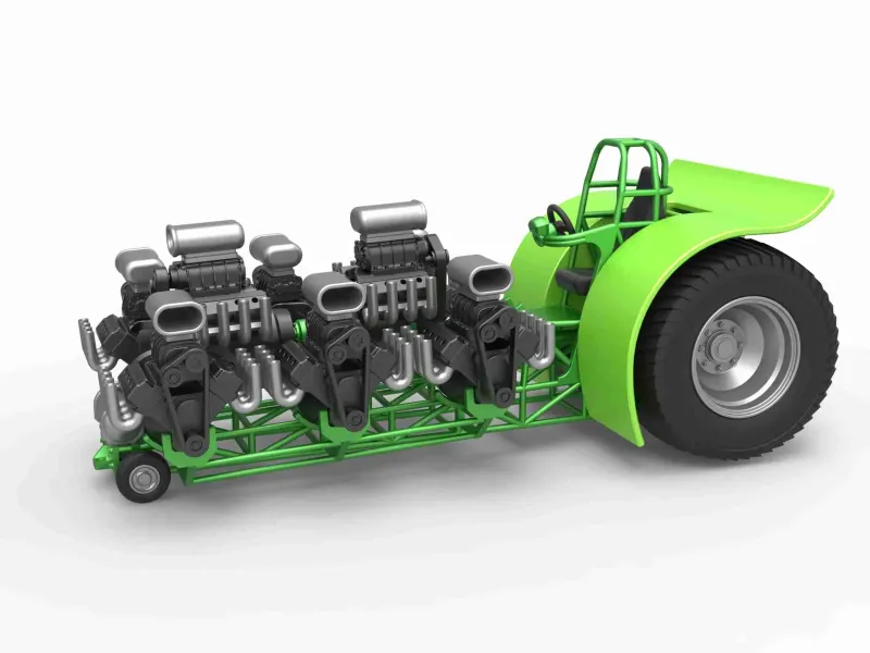 Pulling tractor with 8 engines V8 Scale 1:25