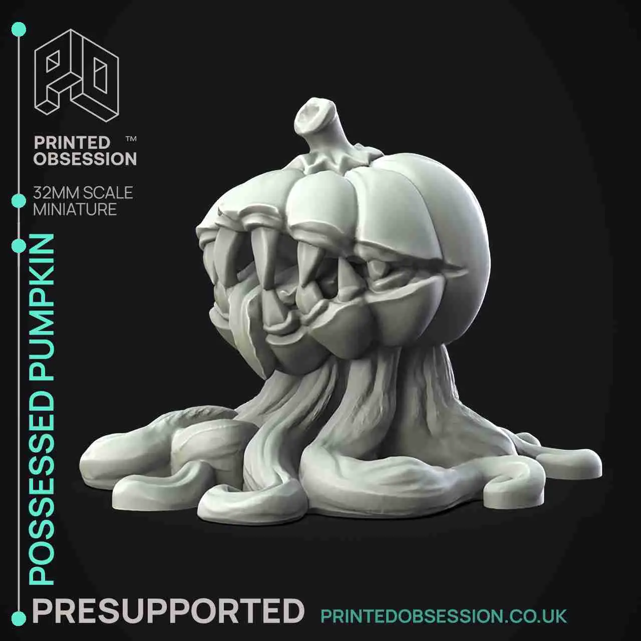 Citrouille possédée - Modèle d'Halloween - PRESUPPORTE - 32mm